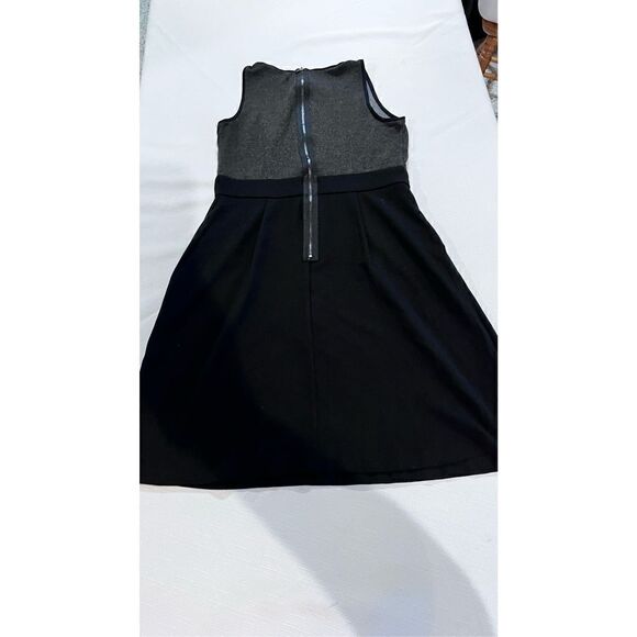 Ann Taylor LOFT Women's Sleeveless Zip Back A-Line Dress Black Gray SP Petite - Picture 8 of 10